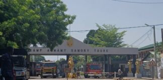 INCENDIE AU CAMP ALMAMY SAMORY TOURÉ : DEUX CONTENEURS DÉTRUITS
